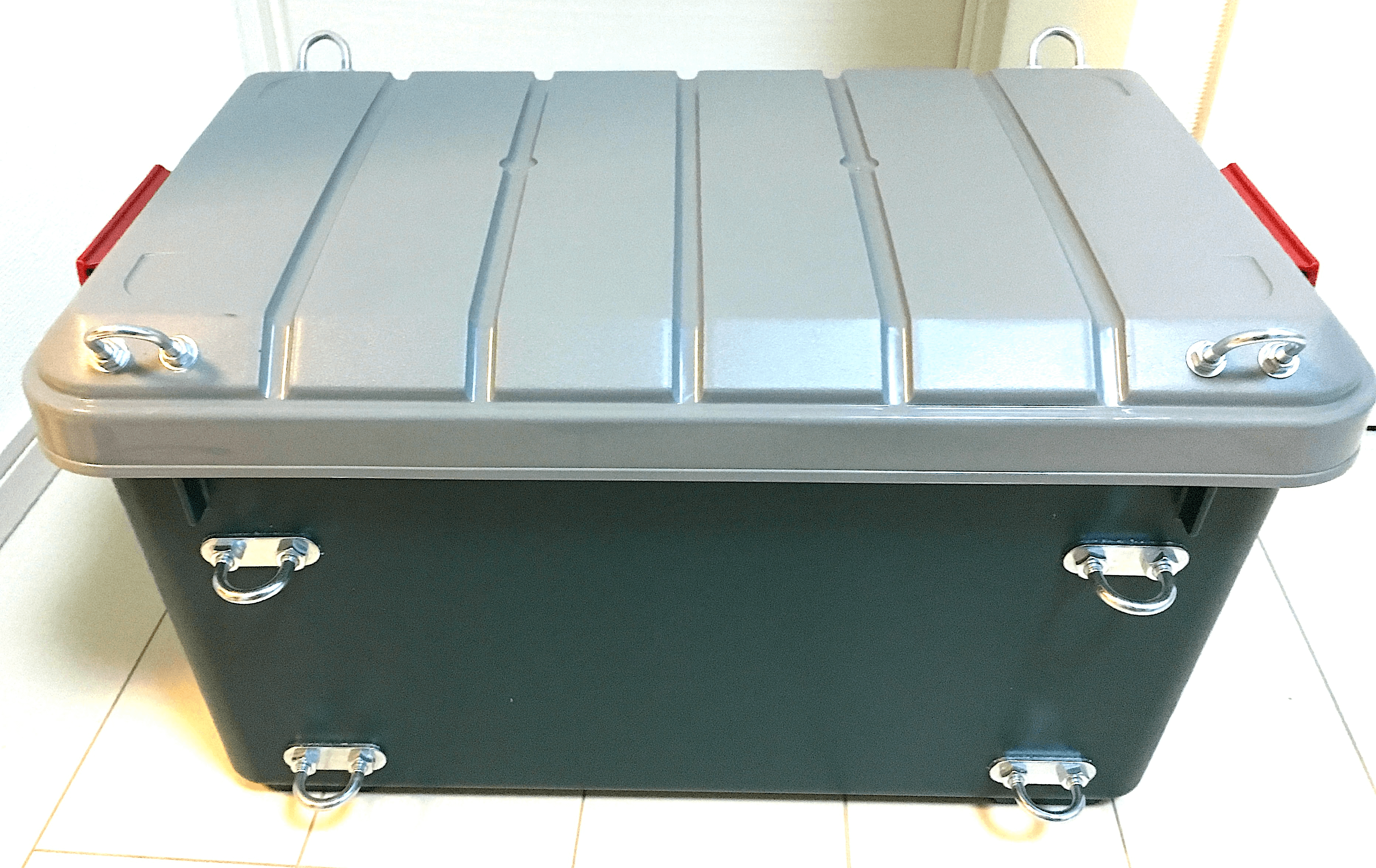 【キャンプツーリング】アイリスRVBOX 600 GIVI ベース合体加工 【ホムセン箱】 IRIS OHYAMA（アイリスオーヤマ） 収納ボックス 屋外 コンテナボックス